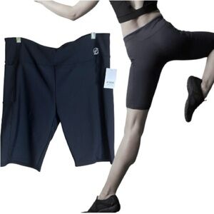NWT Josie Natori black Solstice High Rise Side Pocket Bike Shorts Sz XL $62